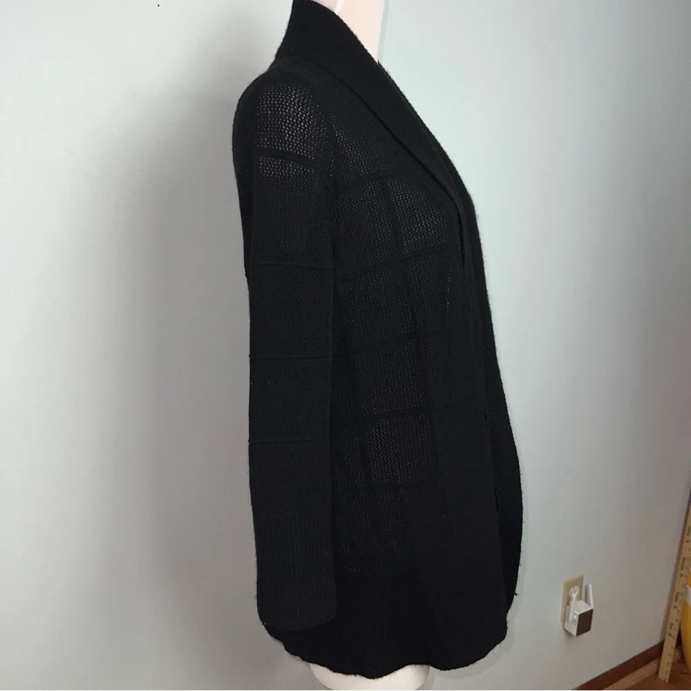 Charter Club Cashmere Knit Open Front Long Sleeve Cardigan Black Women’s Medium